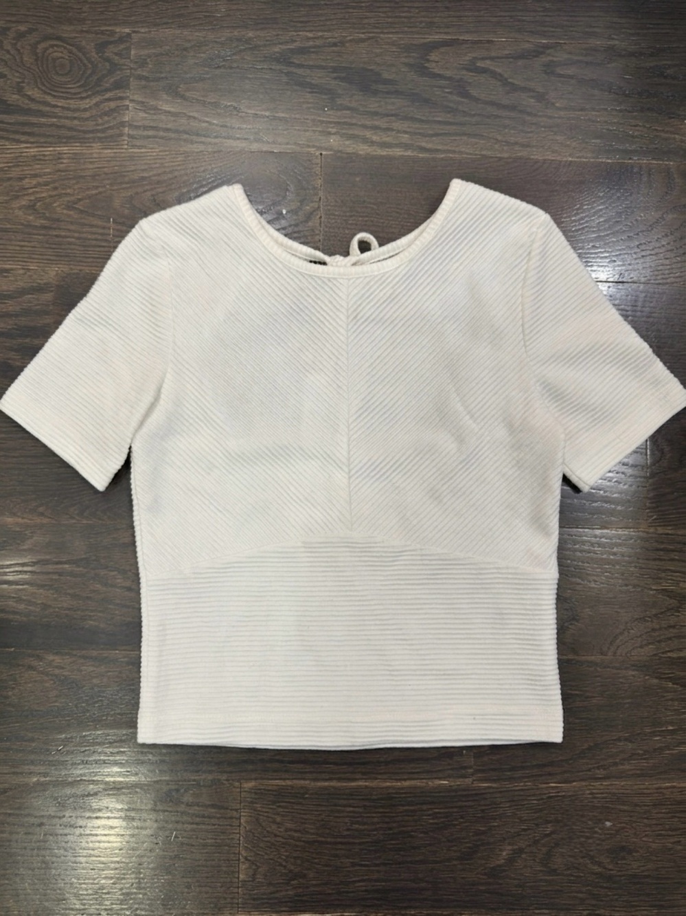 Club Monaco Women’s Short Sleeve Ribbed Top in Cream
